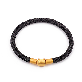 Fabrication de bracelets de style européen en fil d'acier inoxydable tressé, avec fermoir magnétique en laiton plaqué or véritable 18 k, plaqué longue durée