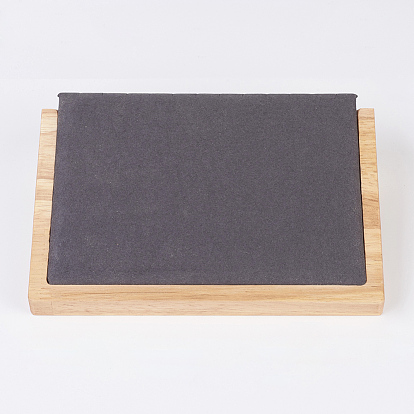 Collier bois affiche, avec faux suède, présentoir à longue chaîne, rectangle