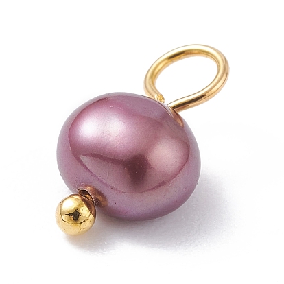 Natural Cultured Freshwater Pearl Charms, with Golden Brass Ball Head pins, Oval