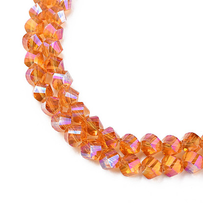 Electroplate Transparent Glass Beads Strands Faceted, Nuggets