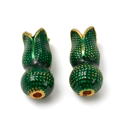 Golden Plated Alloy Beads, with Enamel, Flower