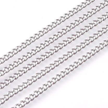 201 Stainless Steel Curb Chains, Unwelded, Faceted
