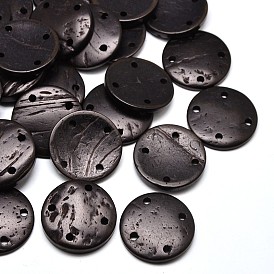 Rondes plat teint 4 boutons de noix de coco -hole, 30x4~6mm, Trou: 3mm