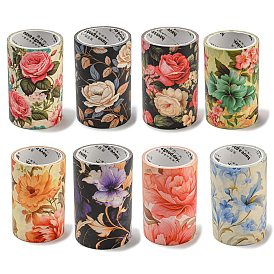 Flower Decorative Paper Tapes, Floral Adhesive Tapes, for DIY Scrapbooking Supplie Gift Decoration