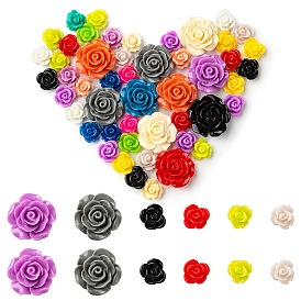 50Pcs Opaque Resin Cabochons, Rose Flower