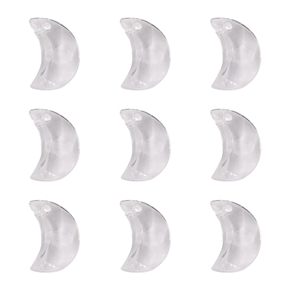 Pendentifs acryliques transparents , facette, lune, 19x13x6mm, Trou: 2mm