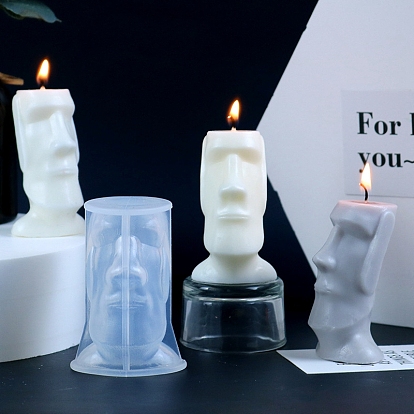 Moldes para velas con tema de pascua, moldes de silicona de grado alimenticio, para jabón de vela de cera de abejas casero, estatua de la isla de pascua