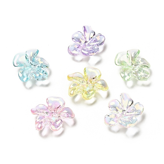 Transparentes bouchons acrylique de perles, couleur ab , Flower 5 pétales