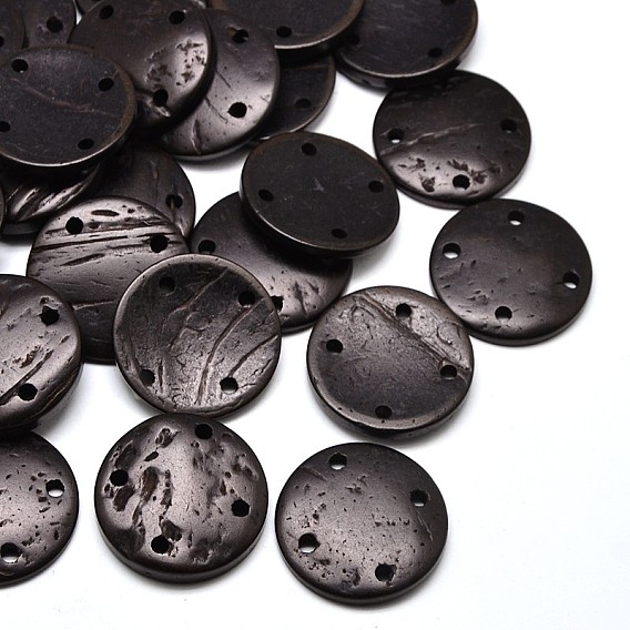 Teñido redondas plana 4 botones de coco hoyos de, 30x4~6 mm, agujero: 3 mm