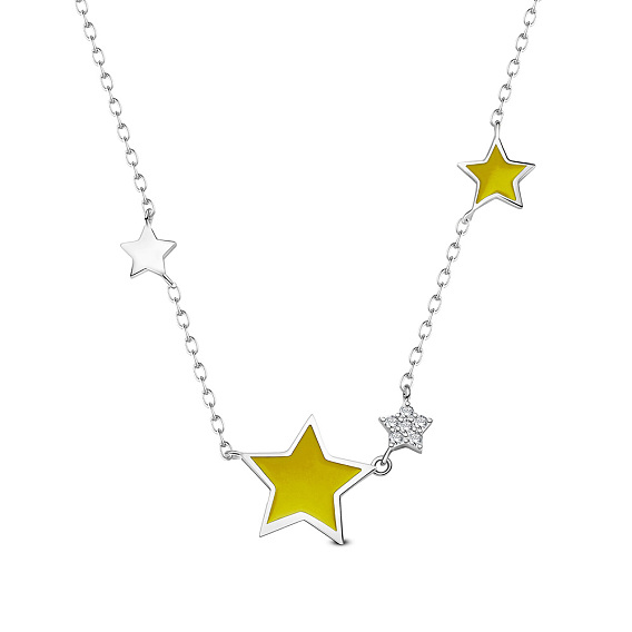 Ожерелья shegrace 925 из стерлингового серебра, с эпоксидной смолой и фианитом, звезда