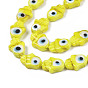 Handmade Evil Eye Lampwork Beads Strands, Hamsa Hand