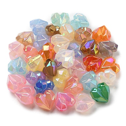 UV Plating Imitation Jelly Acrylic Beads, Iridescent, Faceted, Heart
