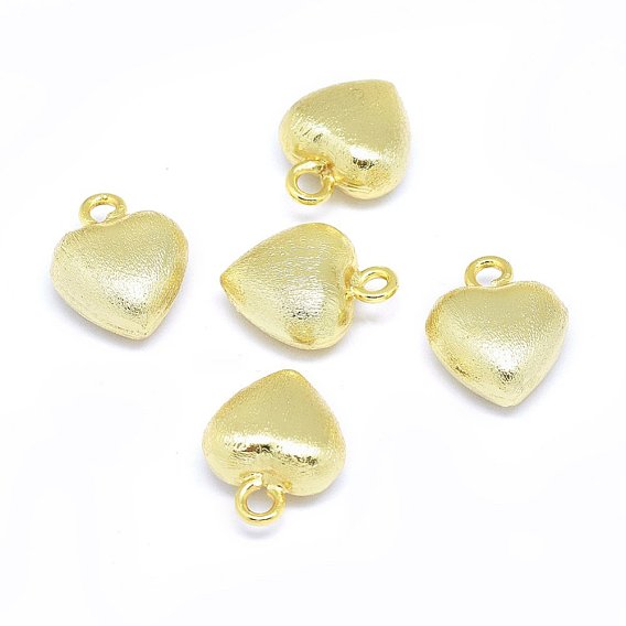 Brass Charms, Heart, Real 18K Gold Plated