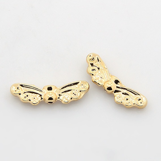 Nickel Free & Lead Free Alloy Beads, Long-Lasting Plated, Bees, 7x22x4mm, Hole: 1mm