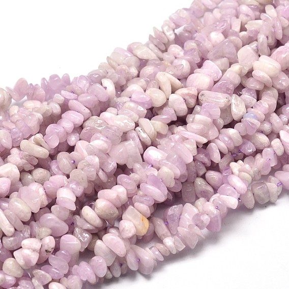 Natural Kunzite Chip Beads Strands, Spodumene Beads, 5~14x4~10mm, Hole: 1mm, about 15.5 inch ~16.1 inch