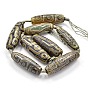 Tibetan Style 9-Eye dZi Beads, Natural Agate Rice Beads, 40x13~15mm, Hole: 2mm, about 8pcs/strand, 14.5 inch