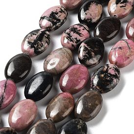 Rhodonite naturelles brins de perles, Ovale Plat