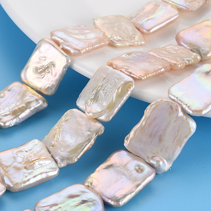Perles de nacre naturelle brins Keshi, perle de culture d'eau douce, rectangle