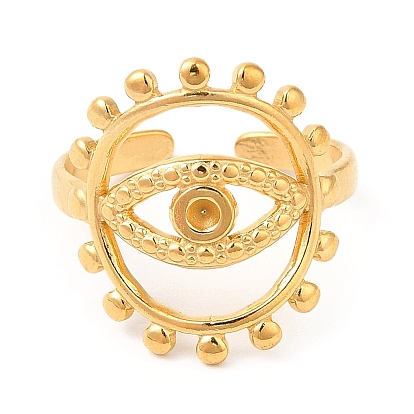201 engastes de diamantes de imitación de anillo de puño abierto de acero inoxidable, anillo de ojo para hombres mujeres
