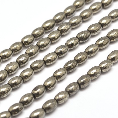Natural Pyrite Rice Beads Strands