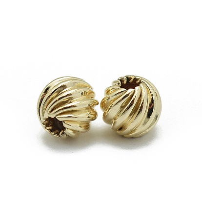 Perles ondulées fourrées d'or jaune, 1/20 14 k rempli d'or, sans cadmium et sans nickel et sans plomb, ronde