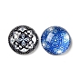 Glass Cabochons, Half Round/Dome with Flower Pattern