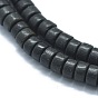 Natural Black Stone Beads Strands, Flat Round/Disc