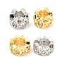 Rack Plating Brass Micro Pave Cubic Zirconia Beads, Long-Lasting Plated, Lead Free & Cadmium Free, Round Ring with Horse Eye