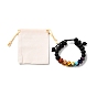 Bracelet de perles tressées en pierre de lave naturelle et mélange de pierres précieuses, 7 chakra 3 bracelet en couches