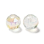 UV Plating Rainbow Iridescent Transparent Acrylic Beads, Two Tone, Faceted, Round