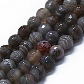 Natural Botswana Agate Beads Strands, Faceted(128 Facets), Round