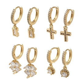 Brass Dangle Earrings, with Glass