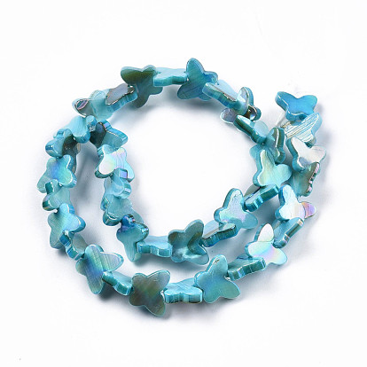 Natural Freshwater Shell Beads Strands, AB Color Plated, Dyed, Butterfly