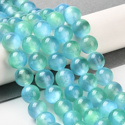Natural Selenite Beads Strands, Grade A, Dyed, Round