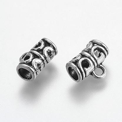 Fianzas de tubo de estilo tibetano, fianzas de bucle, sin plomo y cadmio, abalorios de fianza, tubo, 11.5x9x6 mm, agujero: 2 mm