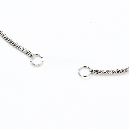 Bracelet coulissant de chaîne de boîte en acier inoxydable réglable 304 / fabrication de bracelets bolo, avec des breloques en laiton zircone cubique