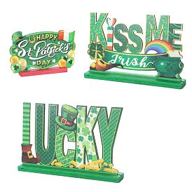 Wood Word Shape Tabletop Display Decorations, for Saint Patrick's Party