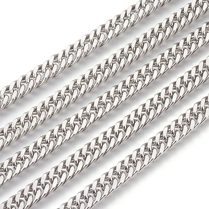 201 Stainless Steel Cuban Link Chains, Chunky Curb Chains, Unwelded