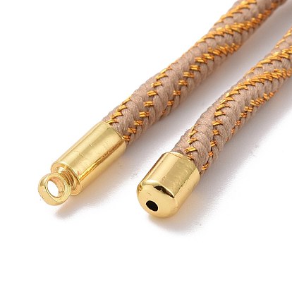 Pulseras de cordón de nylon, para la fabricación de pulseras con dijes de conector, con cremallera fornituras de latón dorado, larga duración plateado, sin plomo y cadmio
