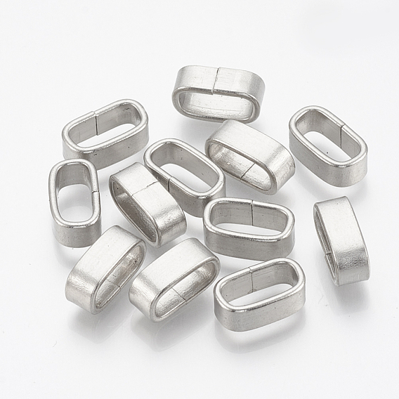 304 Stainless Steel Slide Charm, Rectangle Oval