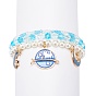 3 шт. 3 набор эластичных браслетов из жемчуга и стеклянных зерен в стиле ракушек, браслеты из сплава эмали с луной и звездой для женщин