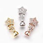 Brass Micro Pave Cubic Zirconia Fold Over Clasps, Star