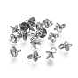 201 Stainless Steel Cup Pearl Peg Bails Pin Pendants, For Half Drilled Beads, 6x5mm, Pin: 1mm, Hole: 2.5mm