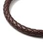 Браслет из кожаного плетеного шнура с 304 магнитными застежками-колоннами из нержавеющей стали для мужчин и женщин