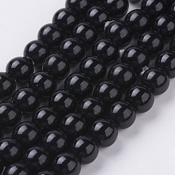 Synthetischen schwarzen Steinperlen Stränge, gefärbt, Runde