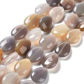 Natural Grey Agate Beads Strands, Teardrop