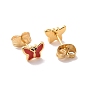 Enamel Butterfly Stud Earrings with 316L Surgical Stainless Steel Pins, Gold Plated 304 Stainless Steel Jewelry for Women