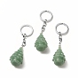 Natural & Synthetic Gemstone Keychain, with Iron Split Key Rings, Christmas Tree