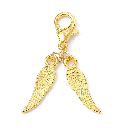 Alloy Wings Pendant Decoration, with Alloy Lobster Claw Clasps
