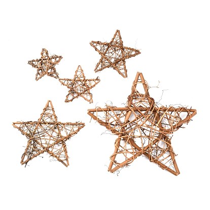 Star Shape Rattan Vine Wreath Garland Decoration, for DIY Easter Christmas Party Decors